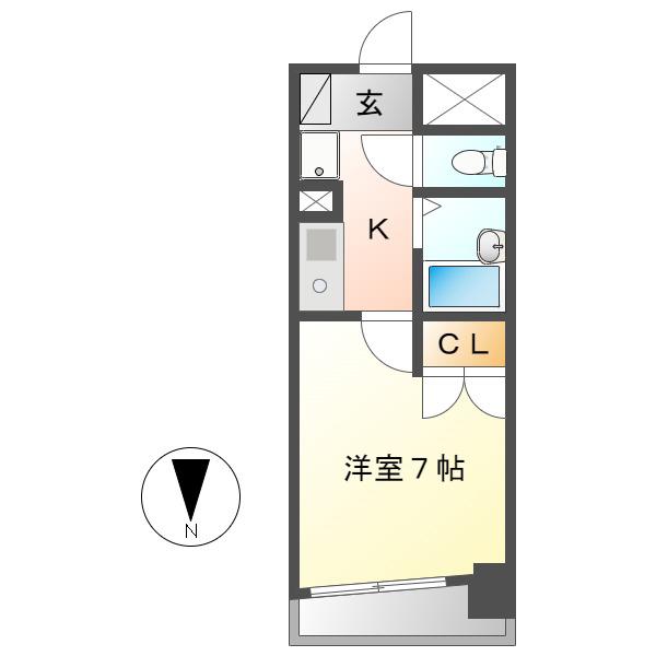 エステート記念橋(1K/6階)の間取り写真