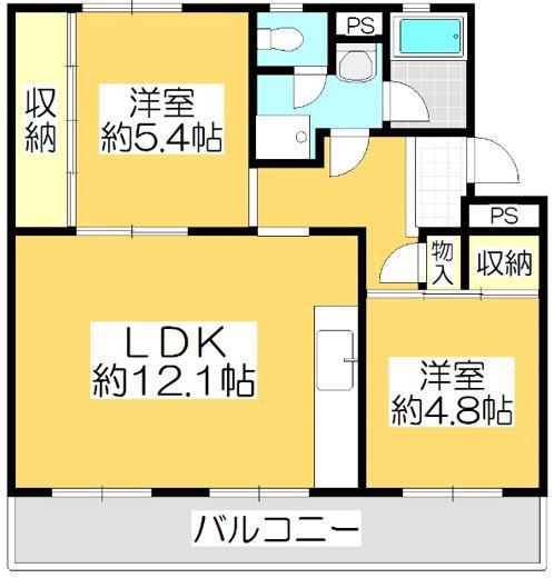 ヴィラナリー屋島3号棟(2LDK/5階)の間取り写真