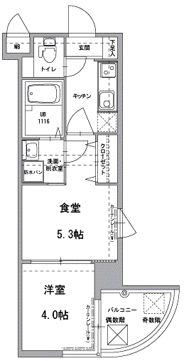 アクタス天神III(2K/9階)の間取り写真