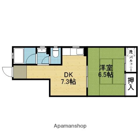 西山ハイツ(1DK/2階)の間取り写真