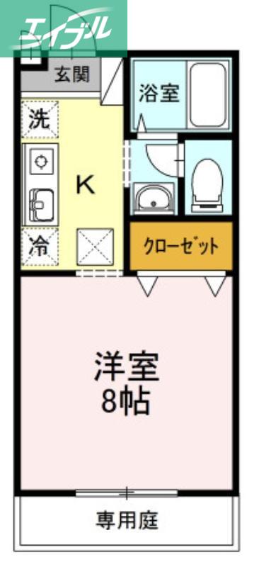 エクレール青江(ワンルーム/1階)の間取り写真