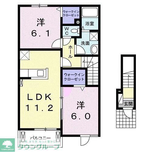 ニューヘイアンI(2LDK/2階)の間取り写真