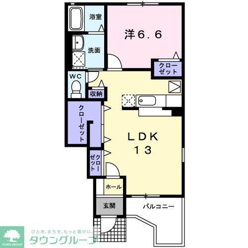 パールウイングIII(1LDK/1階)の間取り写真
