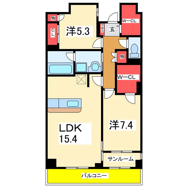 パルステージ関屋(2LDK/5階)の間取り写真