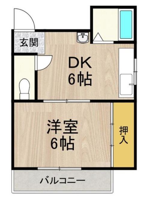 桜マンション(1DK/2階)の間取り写真