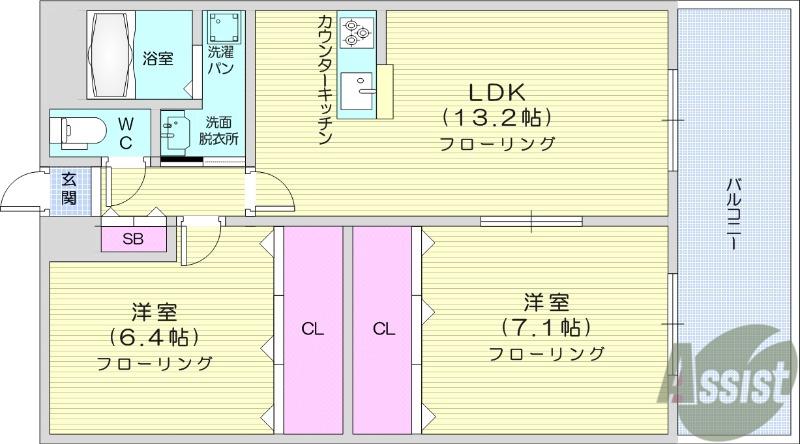 スワローガーデン(2LDK/3階)の間取り写真