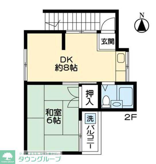 クラリオ川口(1DK/2階)の間取り写真