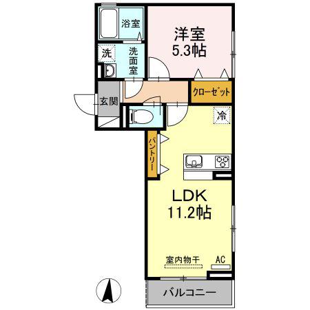 D-ROOMKUBOTAII(1LDK/3階)の間取り写真
