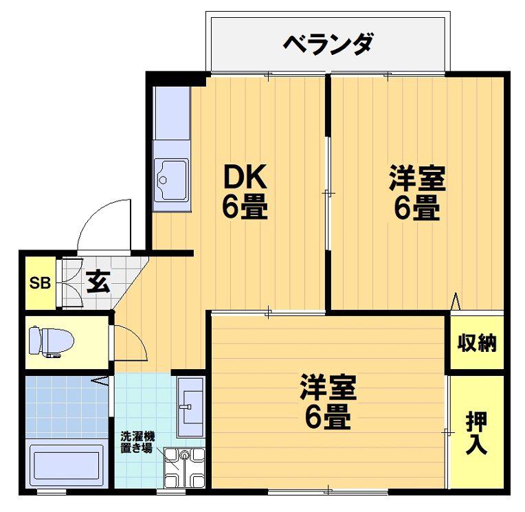 セジュール西山(2DK/1階)の間取り写真