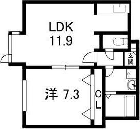 ベルファーレ中央(1LDK/1階)の間取り写真