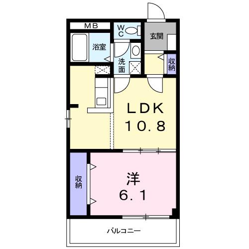 アドニスコートパートI(1LDK/4階)の間取り写真