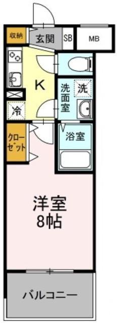D-ROOM早稲田(1K/1階)の間取り写真