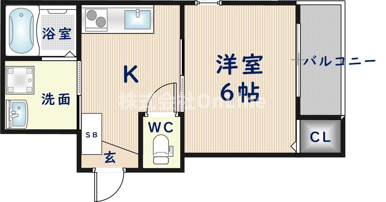 マンションKANAE(1K/1階)の間取り写真