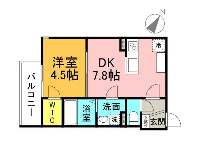 MIRAISM旭町(1DK/3階)の間取り写真