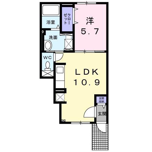 英和ガーデンハウス(1LDK/1階)の間取り写真