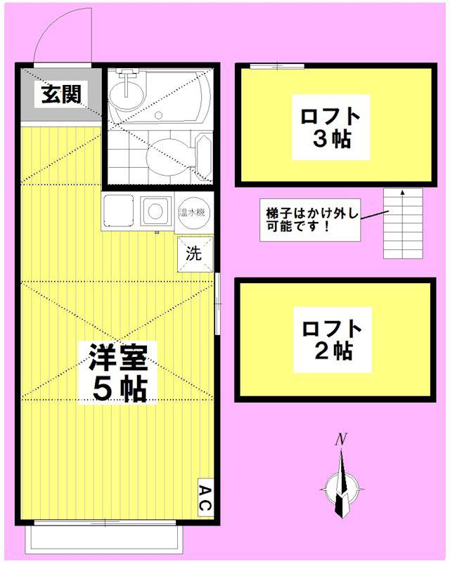 上高田ハイム(ワンルーム/2階)の間取り写真