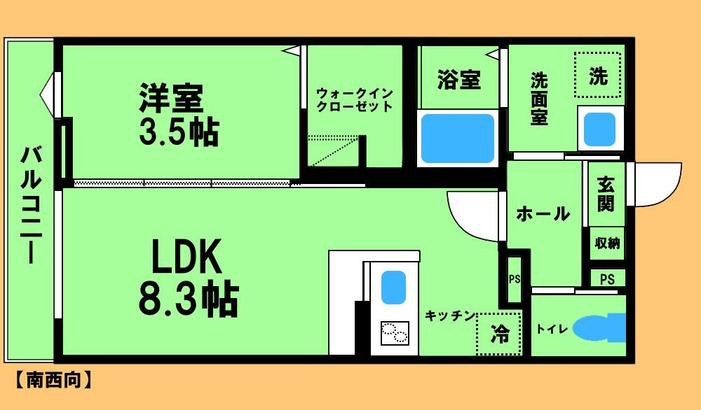 ＪＲ横浜線 矢部駅 徒歩9分 3階建 築1年(1LDK/1階)の間取り写真