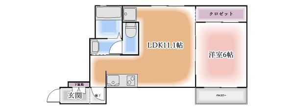 ラ・メゾン・K(1LDK/3階)の間取り写真