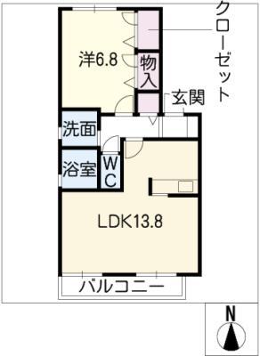ビューフェリス柏森D(1LDK/1階)の間取り写真