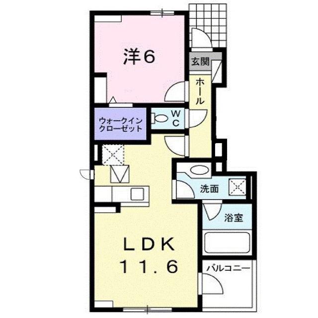 クラール・エフI(1LDK/1階)の間取り写真