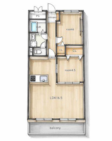 住吉カトレアマンション(2LDK/5階)の間取り写真