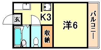 フレグランス西脇A(1K/1階)の間取り写真