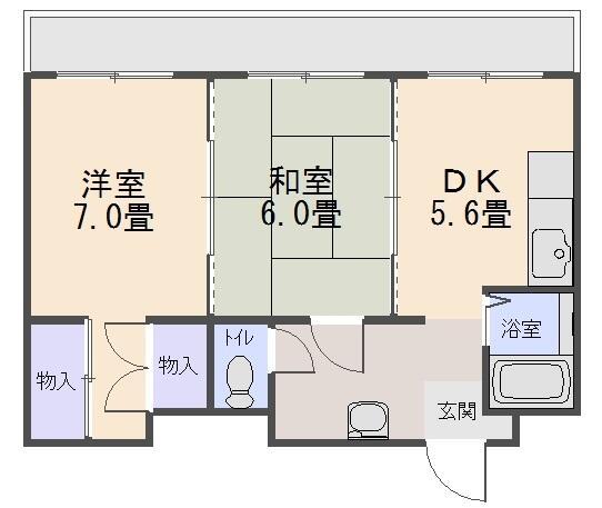 地奨第3マンション(2DK/2階)の間取り写真