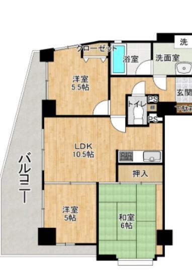 ライオンズマンション千葉東(3LDK/11階)の間取り写真