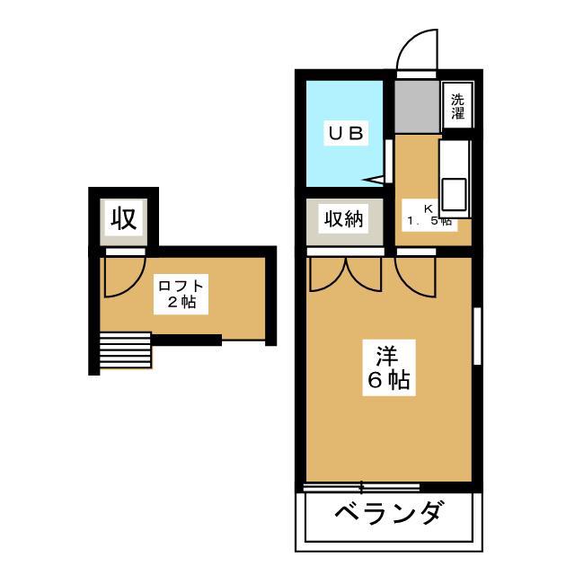 イーリス(1K/2階)の間取り写真