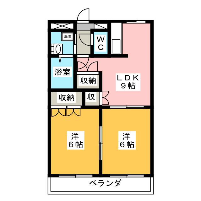 ルナ・グレイス(2DK/2階)の間取り写真