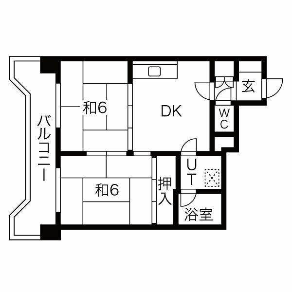 第2井川ハイツ(2LDK/6階)の間取り写真