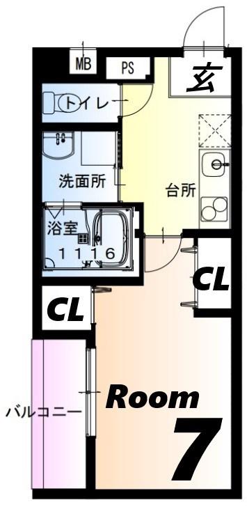フジパレス阪急武庫之荘駅西II番館(1K/3階)の間取り写真