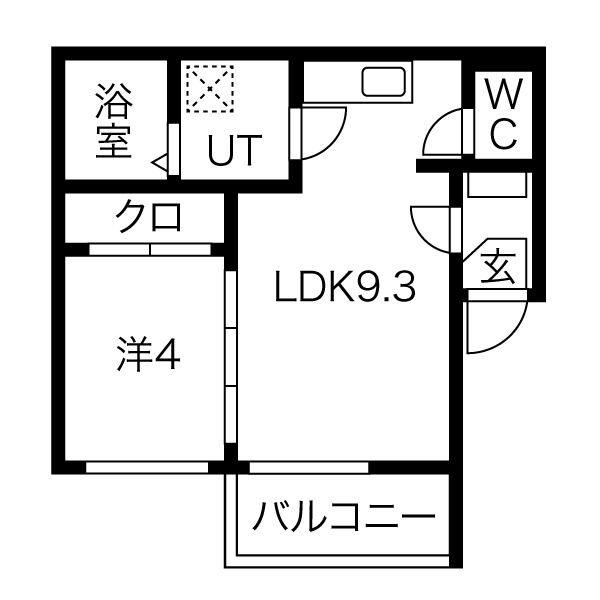 MANASA塩池(1LDK/2階)の間取り写真