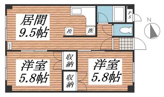プレミアムバリューバンク美園(2DK/4階)の間取り写真