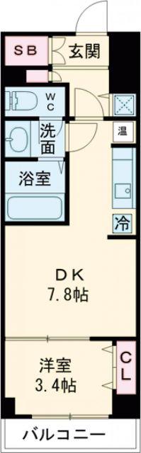 インプルーブ三宮イースト(1DK/7階)の間取り写真