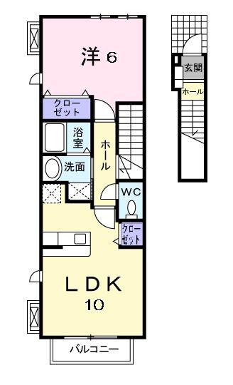 パフューム レジデンス(1LDK/2階)の間取り写真