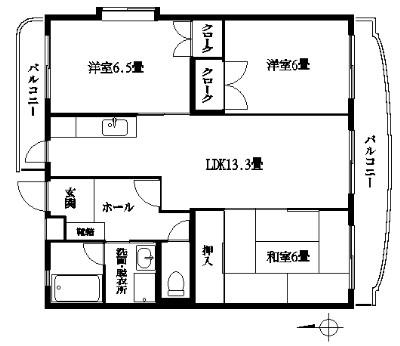 リブェールT(3LDK/1階)の間取り写真