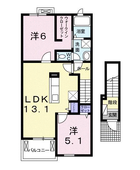 リアレーヴ(2LDK/2階)の間取り写真