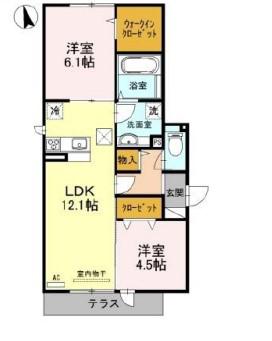 クローバー友井(2LDK/2階)の間取り写真