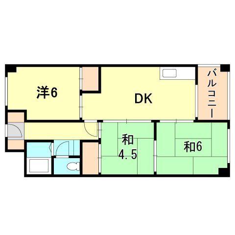 夢野ハイタウン1号棟(3DK/10階)の間取り写真