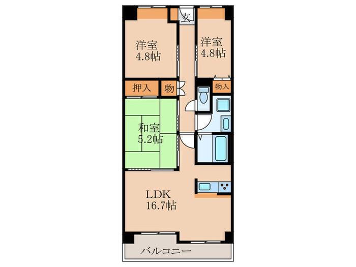 崇徳院ハイツ(3LDK/1階)の間取り写真