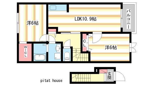 AILE(2LDK/2階)の間取り写真