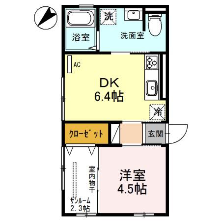 メゾンキンメイ(1DK/1階)の間取り写真