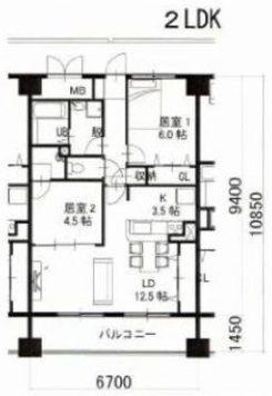 スカイマンションF(2LDK/2階)の間取り写真