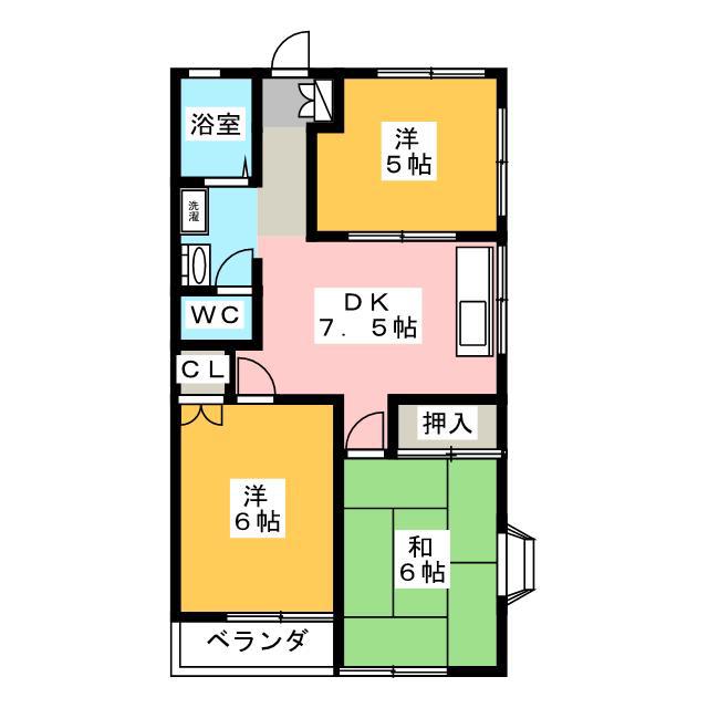 サンプラザ芦垣(3DK/2階)の間取り写真