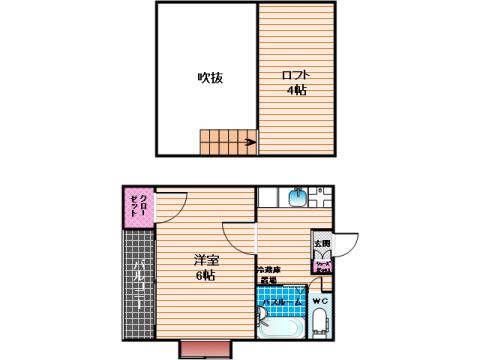 ラフィーネ耀(1K/2階)の間取り写真