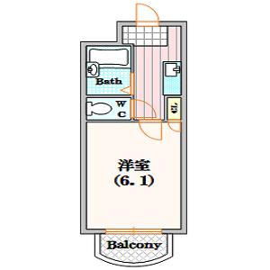 オークハウス(1K/2階)の間取り写真