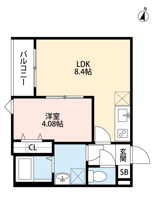 CRASTINE土呂町(1LDK/1階)の間取り写真