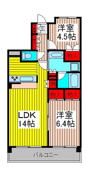 ミサワホームズ浦和(2LDK/5階)の間取り写真