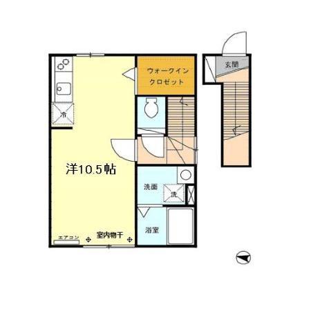 アルパイン(ワンルーム/2階)の間取り写真